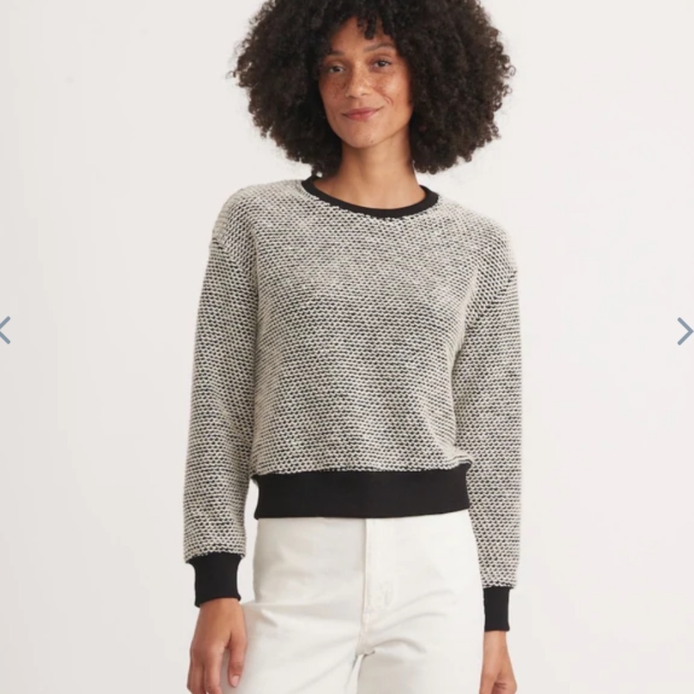 Birdseye Sweatshirt in Black/White Contrast Marine Layer Small